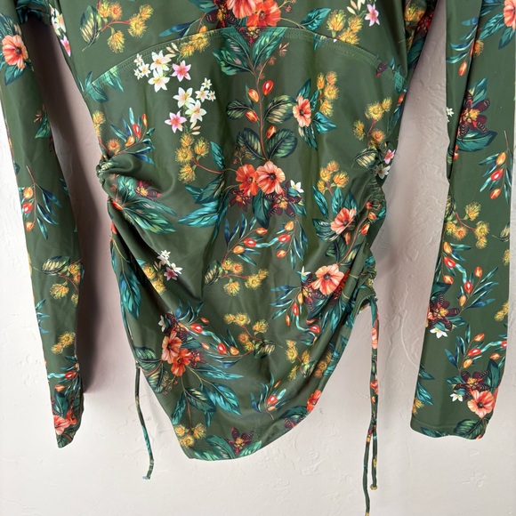 JACK SMITH Women One Piece Swimsuit Zipper Long Sleeve Rash Guard Floral Medium - Picture 7 of 10